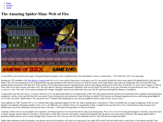 posts/Amazing-SpiderMan-Web-of-Fire-[Ranking-of-32X] screenshot